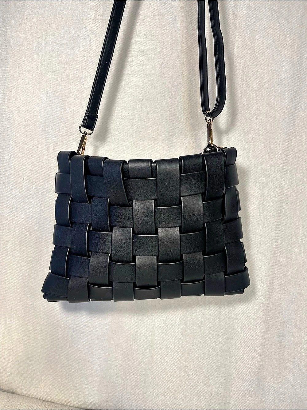 Anthropologie Calla Woven Shoulder Bag Black